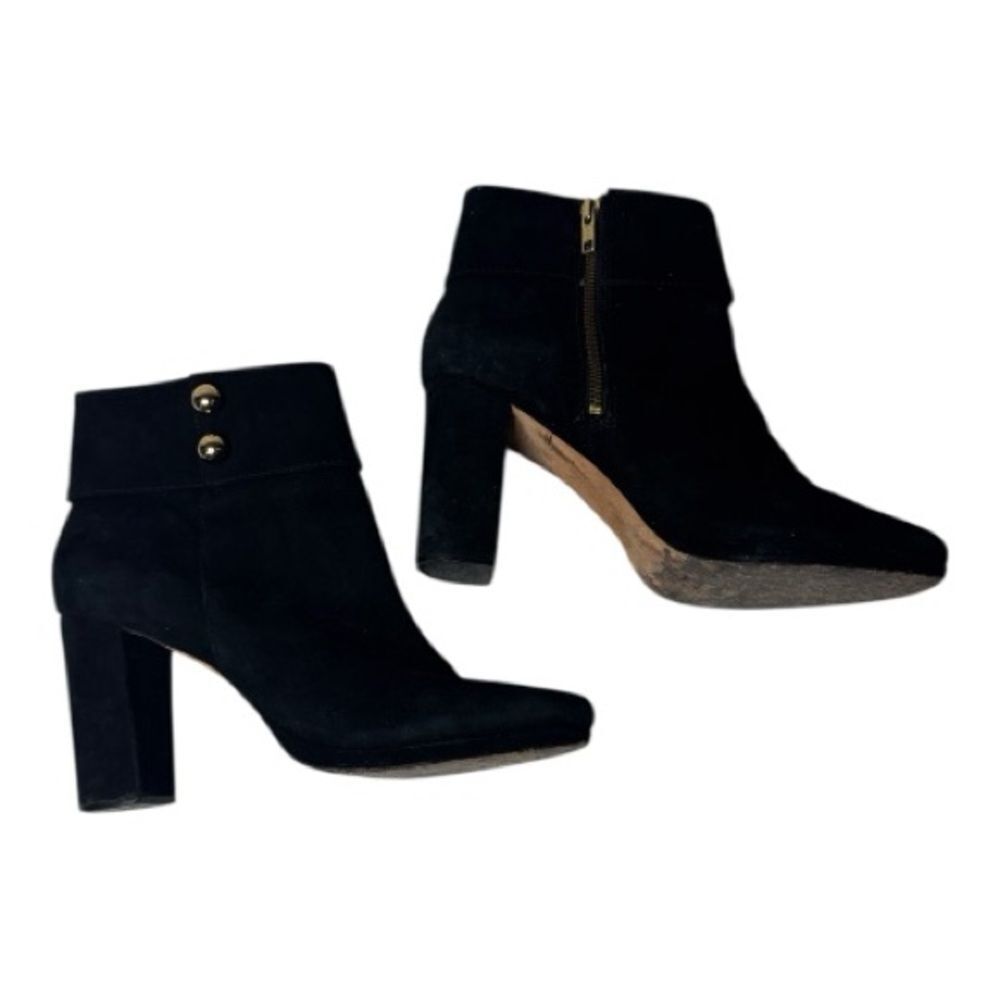 Kate Spade Black Bridgette Suede Block Heeled Booties. Size 10.